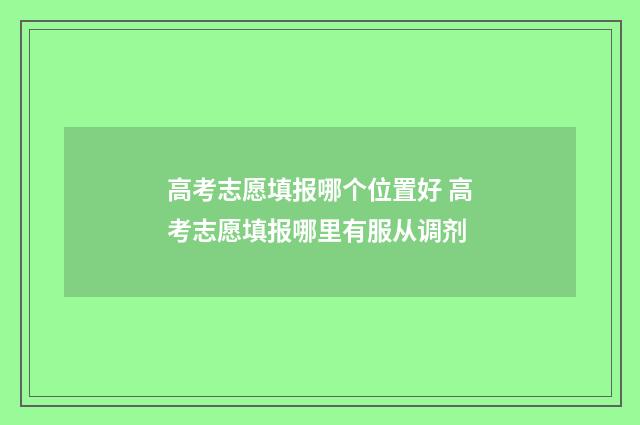 高考志愿填报哪个位置好 高考志愿填报哪里有服从调剂