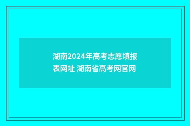 湖南2024年高考志愿填报表网址 湖南省高考网官网