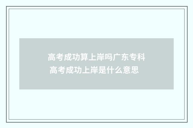 高考成功算上岸吗广东专科 高考成功上岸是什么意思