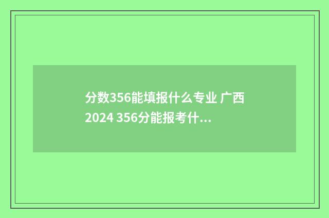 分数356能填报什么专业 广西2024 356分能报考什么高中