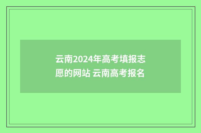 云南2024年高考填报志愿的网站 云南高考报名