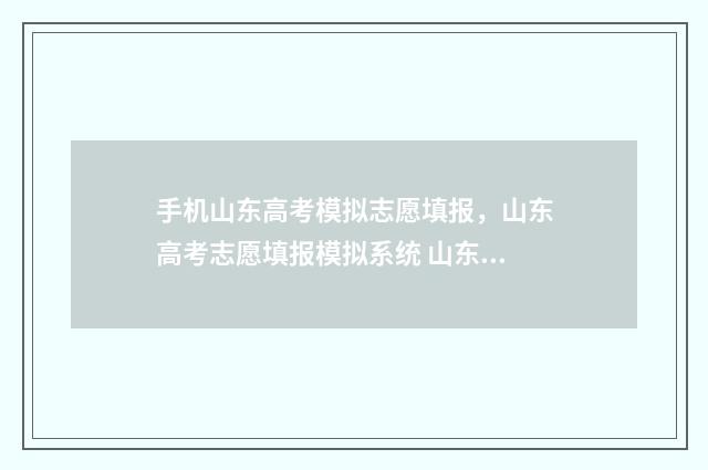 手机山东高考模拟志愿填报，山东高考志愿填报模拟系统 山东省高考模拟系统