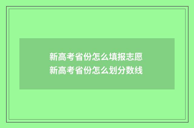 新高考省份怎么填报志愿 新高考省份怎么划分数线