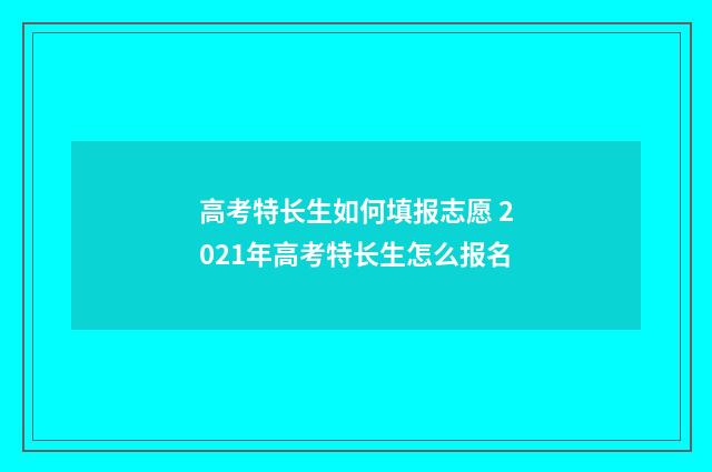 高考特长生如何填报志愿 2021年高考特长生怎么报名