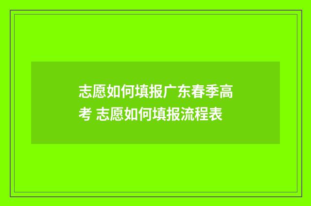 志愿如何填报广东春季高考 志愿如何填报流程表