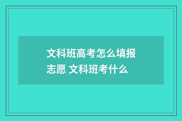 文科班高考怎么填报志愿 文科班考什么