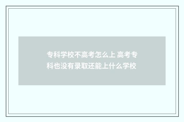 专科学校不高考怎么上 高考专科也没有录取还能上什么学校