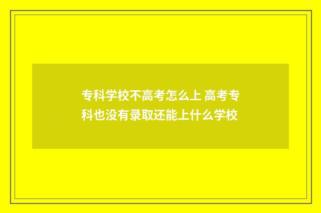 专科学校不高考怎么上 高考专科也没有录取还能上什么学校