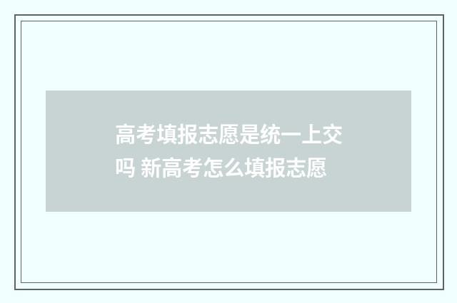 高考填报志愿是统一上交吗 新高考怎么填报志愿