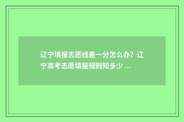 辽宁填报志愿线差一分怎么办？辽宁高考志愿填报规则知多少 辽宁志愿填报录取方式