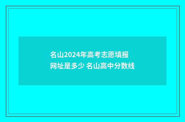 名山2024年高考志愿填报网址是多少 名山高中分数线