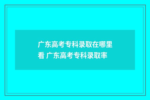 广东高考专科录取在哪里看 广东高考专科录取率