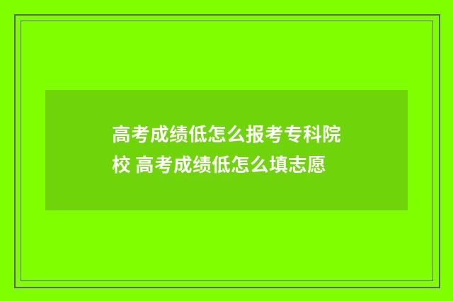 高考成绩低怎么报考专科院校 高考成绩低怎么填志愿