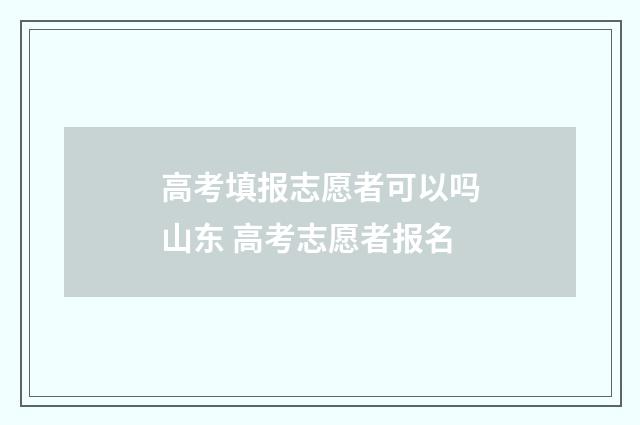 高考填报志愿者可以吗山东 高考志愿者报名