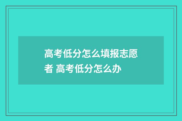 高考低分怎么填报志愿者 高考低分怎么办