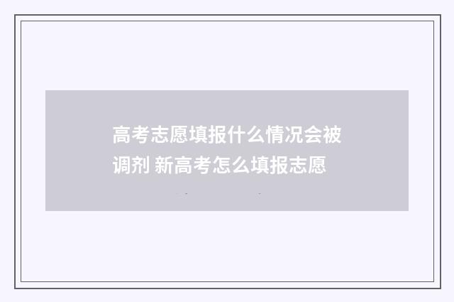 高考志愿填报什么情况会被调剂 新高考怎么填报志愿