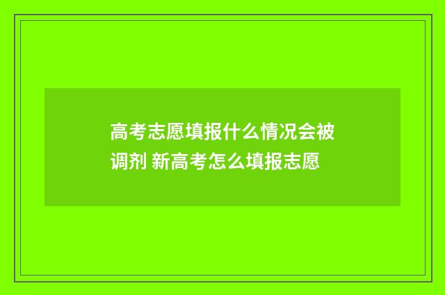 高考志愿填报什么情况会被调剂 新高考怎么填报志愿