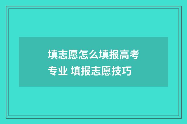 填志愿怎么填报高考专业 填报志愿技巧