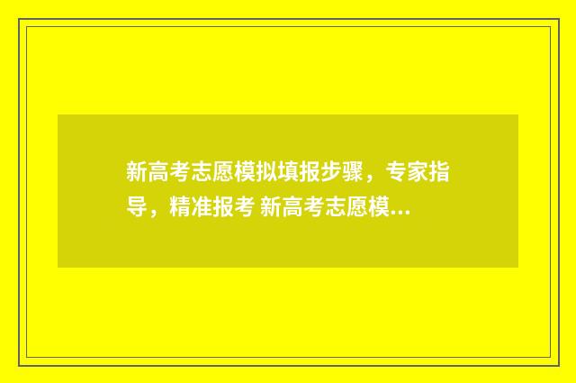 新高考志愿模拟填报步骤，专家指导，精准报考 新高考志愿模拟表