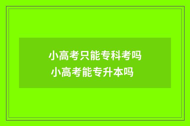 小高考只能专科考吗 小高考能专升本吗