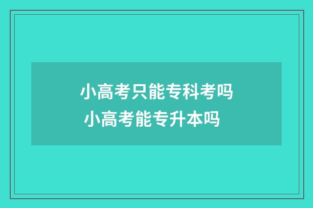 小高考只能专科考吗 小高考能专升本吗