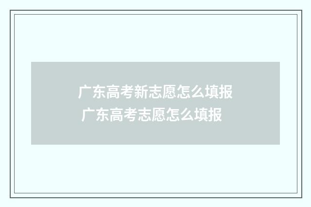 广东高考新志愿怎么填报 广东高考志愿怎么填报