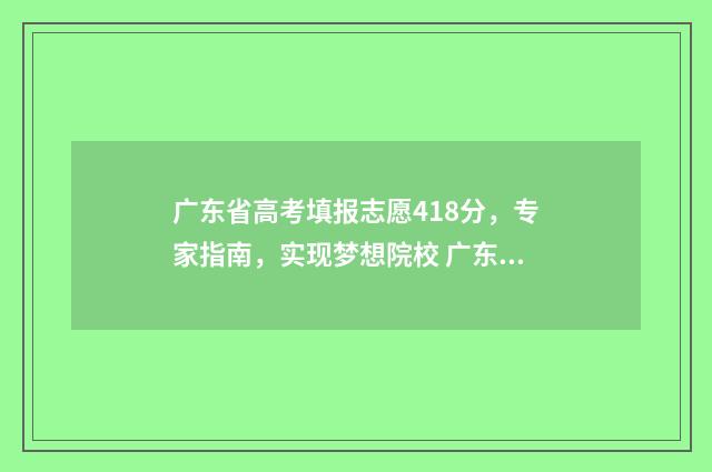 广东省高考填报志愿418分，专家指南，实现梦想院校 广东省高考填报志愿流程图解