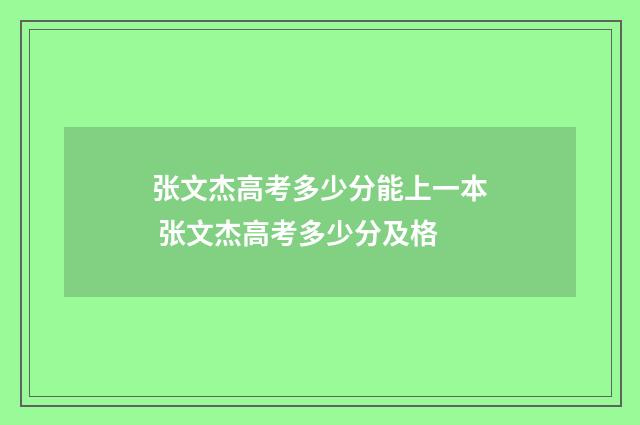 张文杰高考多少分能上一本 张文杰高考多少分及格