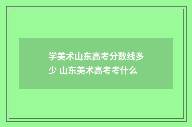 学美术山东高考分数线多少 山东美术高考考什么