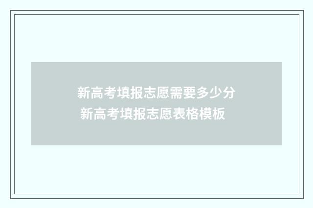 新高考填报志愿需要多少分 新高考填报志愿表格模板