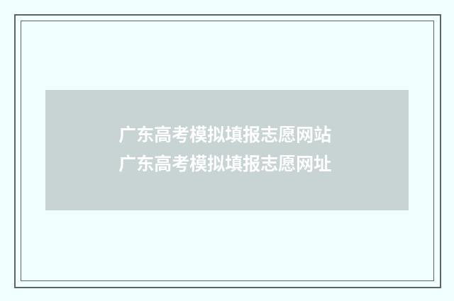 广东高考模拟填报志愿网站 广东高考模拟填报志愿网址