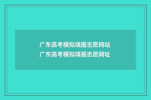 广东高考模拟填报志愿网站 广东高考模拟填报志愿网址