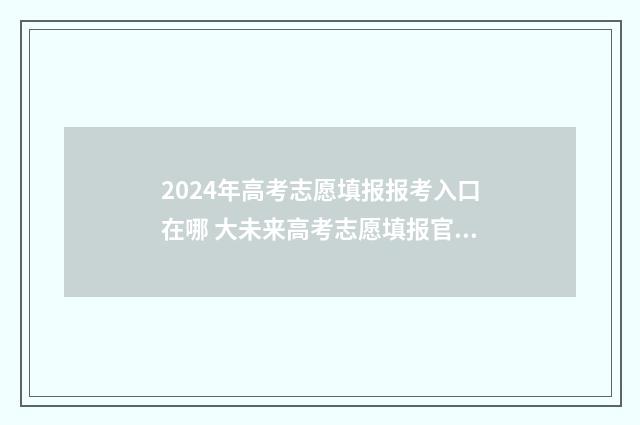 2024年高考志愿填报报考入口在哪 大未来高考志愿填报官网