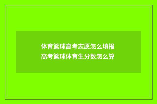 体育篮球高考志愿怎么填报 高考篮球体育生分数怎么算