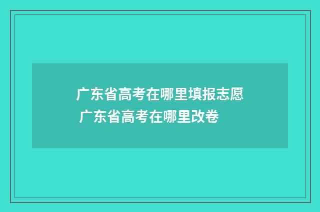 广东省高考在哪里填报志愿 广东省高考在哪里改卷