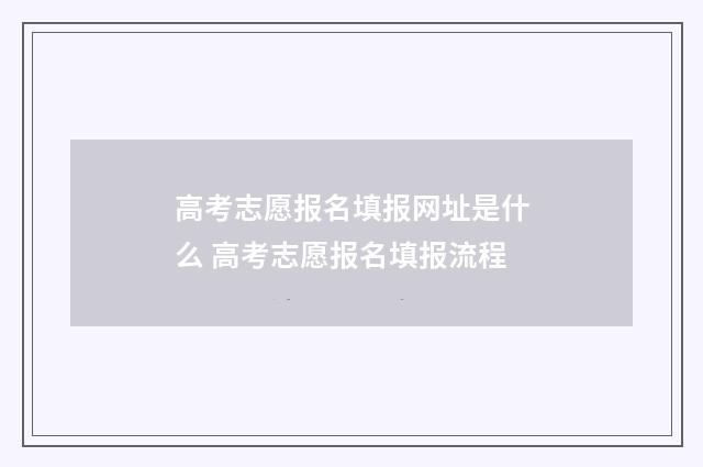 高考志愿报名填报网址是什么 高考志愿报名填报流程