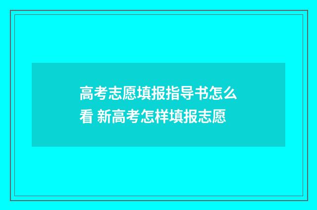 高考志愿填报指导书怎么看 新高考怎样填报志愿