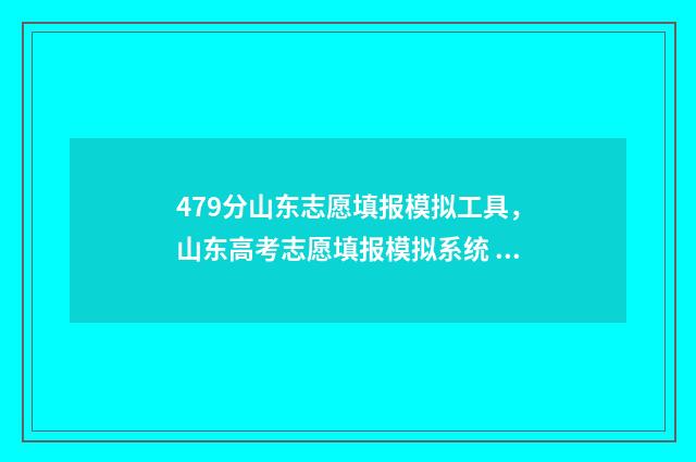 479分山东志愿填报模拟工具，山东高考志愿填报模拟系统 山东志愿填报录取