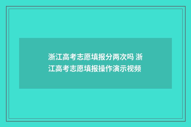 浙江高考志愿填报分两次吗 浙江高考志愿填报操作演示视频