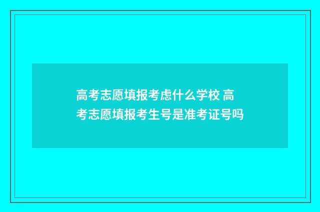 高考志愿填报考虑什么学校 高考志愿填报考生号是准考证号吗
