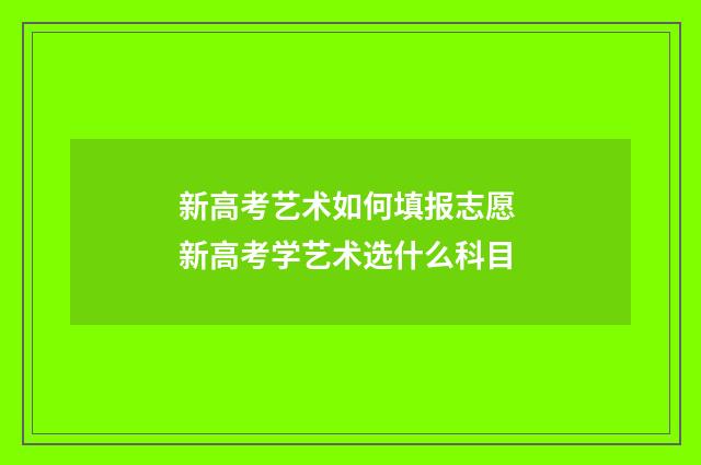 新高考艺术如何填报志愿 新高考学艺术选什么科目