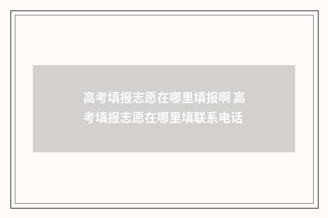 高考填报志愿在哪里填报啊 高考填报志愿在哪里填联系电话