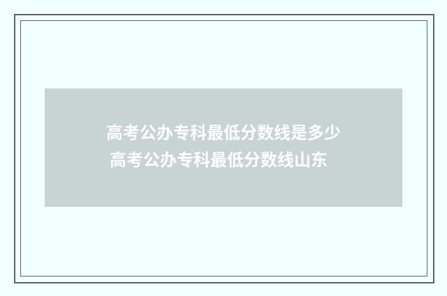 高考公办专科最低分数线是多少 高考公办专科最低分数线山东