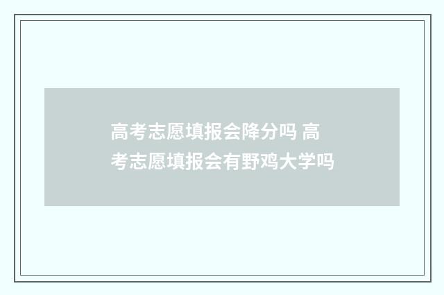高考志愿填报会降分吗 高考志愿填报会有野鸡大学吗