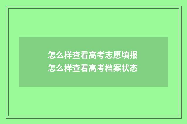 怎么样查看高考志愿填报 怎么样查看高考档案状态