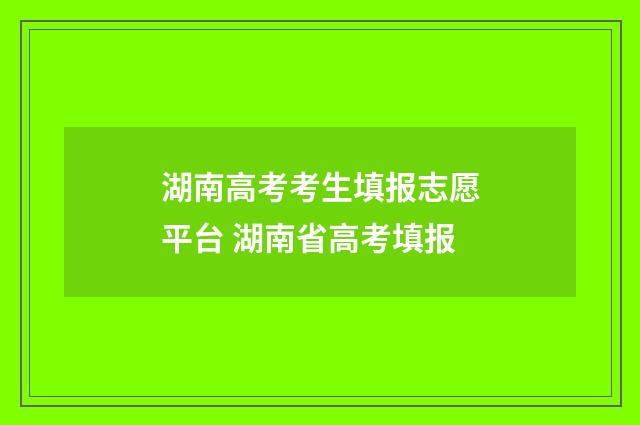 湖南高考考生填报志愿平台 湖南省高考填报