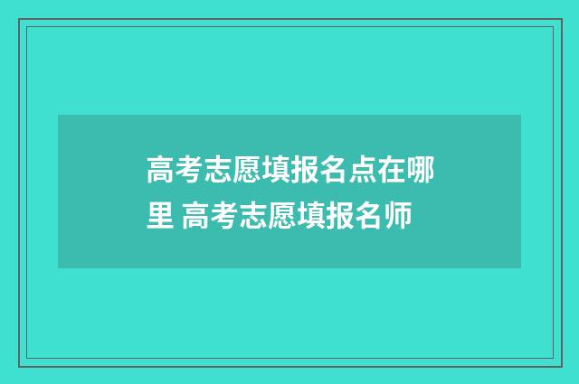 高考志愿填报名点在哪里 高考志愿填报名师