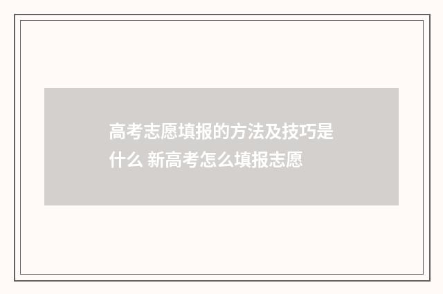 高考志愿填报的方法及技巧是什么 新高考怎么填报志愿