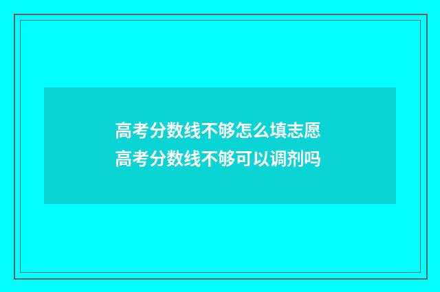 高考分数线不够怎么填志愿 高考分数线不够可以调剂吗