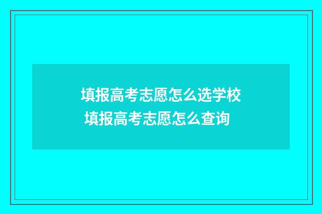 填报高考志愿怎么选学校 填报高考志愿怎么查询